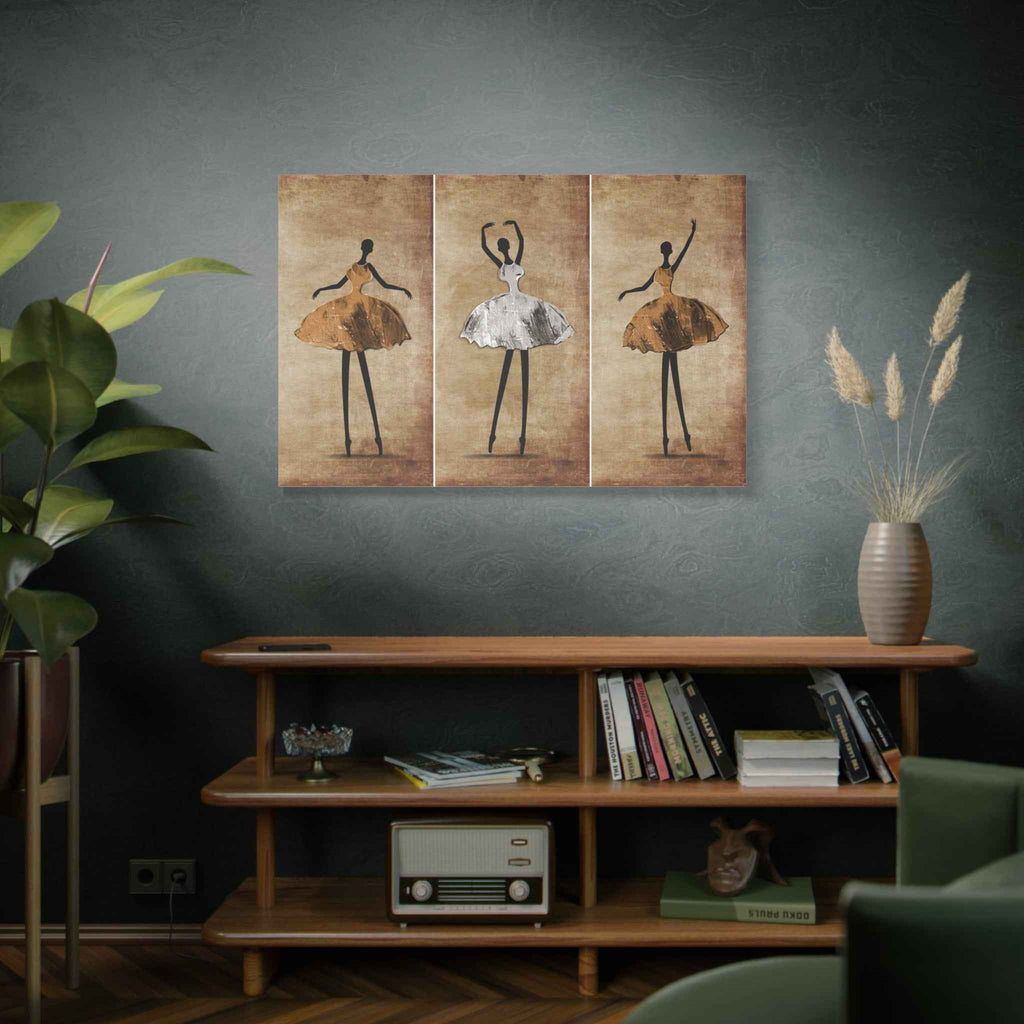 Ballerina Triptych Canvas Wall Art – Elegant Ballet Dancer Wall Decor