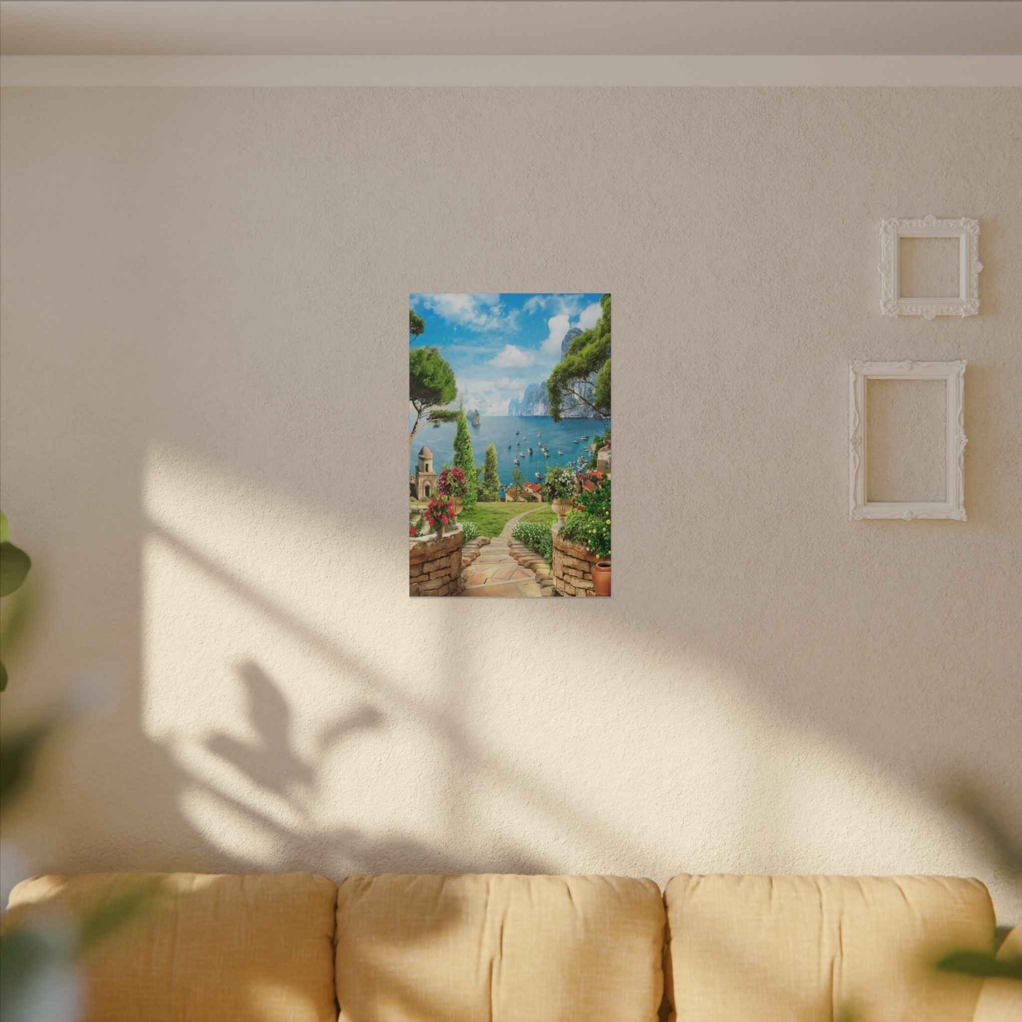 Mediterranean Seaside Canvas Art - Stunning Matte Stretched Wall Painting - TheKaraHan