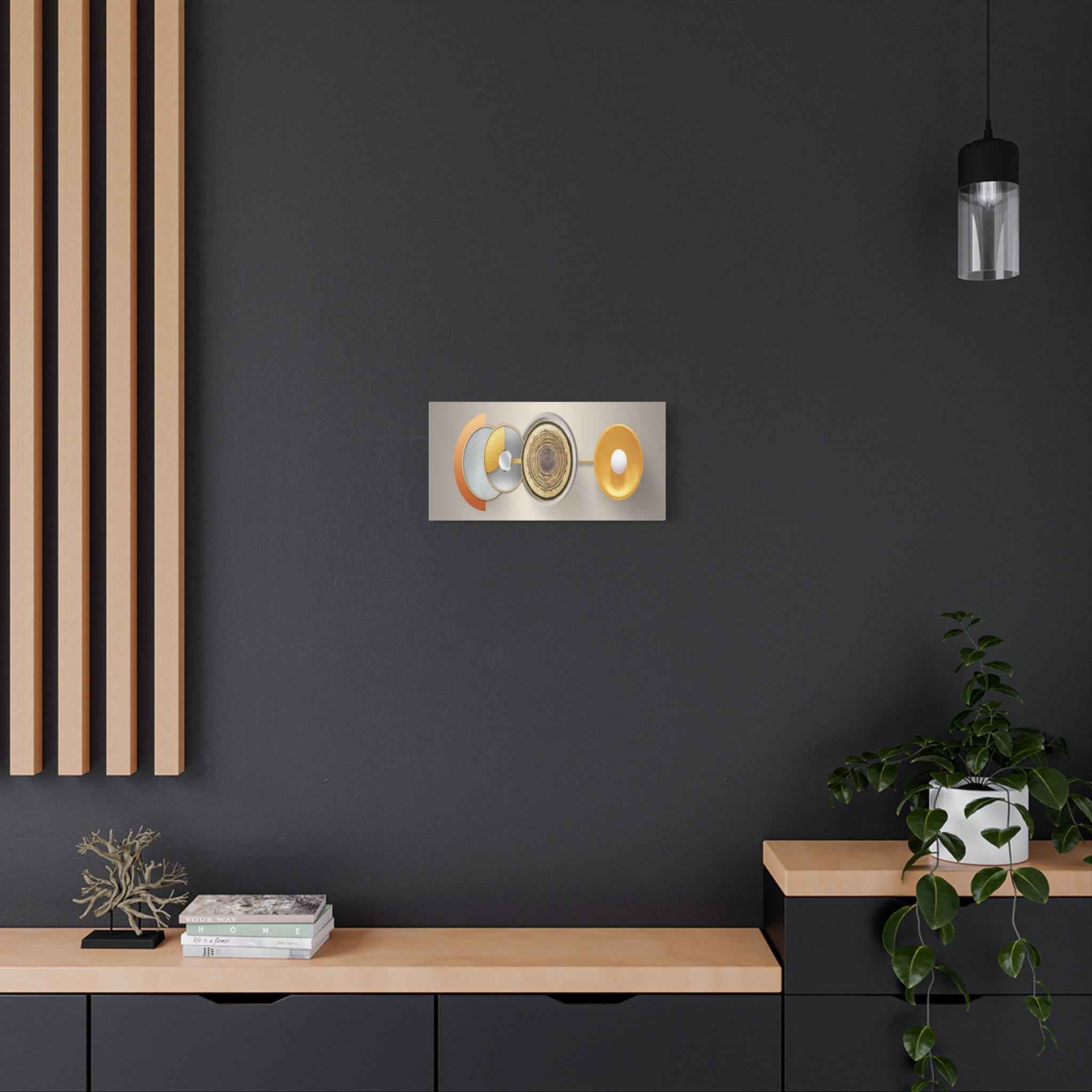 Abstract Gold Geometric Wall Art Canvas – Modern Luxury Metallic Circle Artwork