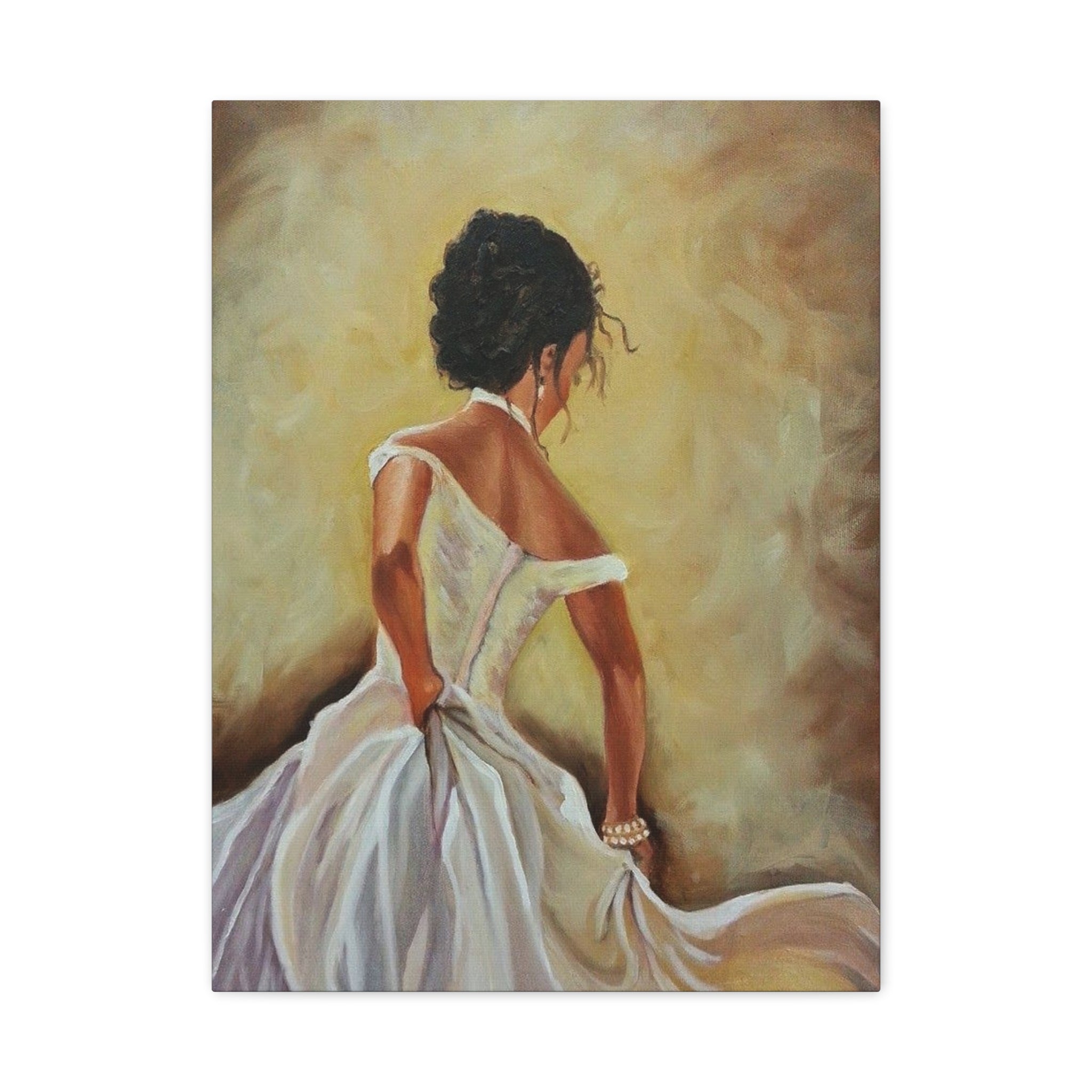 Elegant Bride Portrait Canvas Print — Romantic Wedding Wall Art 