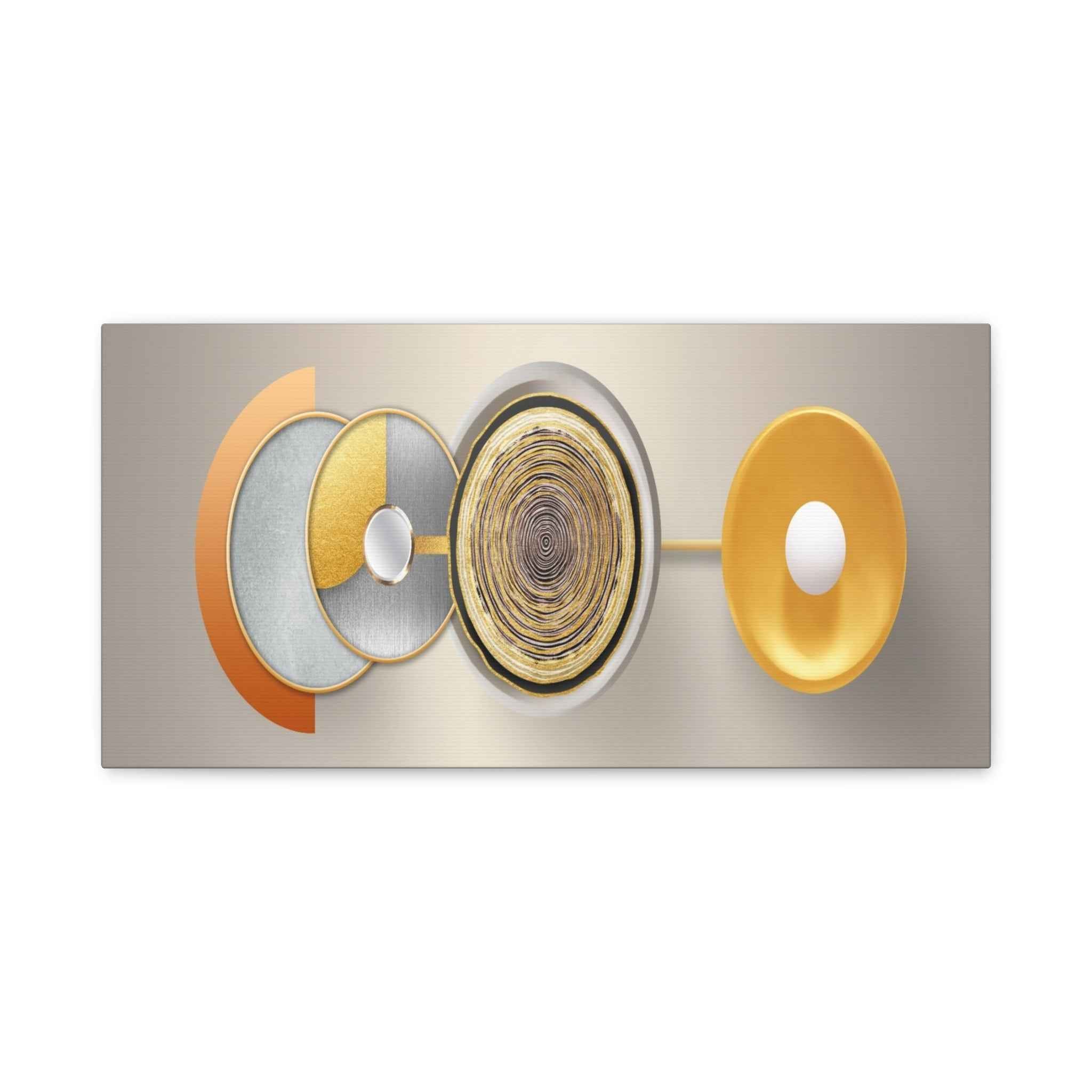 Abstract Gold Geometric Wall Art Canvas – Modern Luxury Metallic Circle Artwork