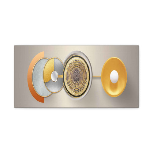 Abstract Gold Geometric Wall Art Canvas – Modern Luxury Metallic Circle Artwork