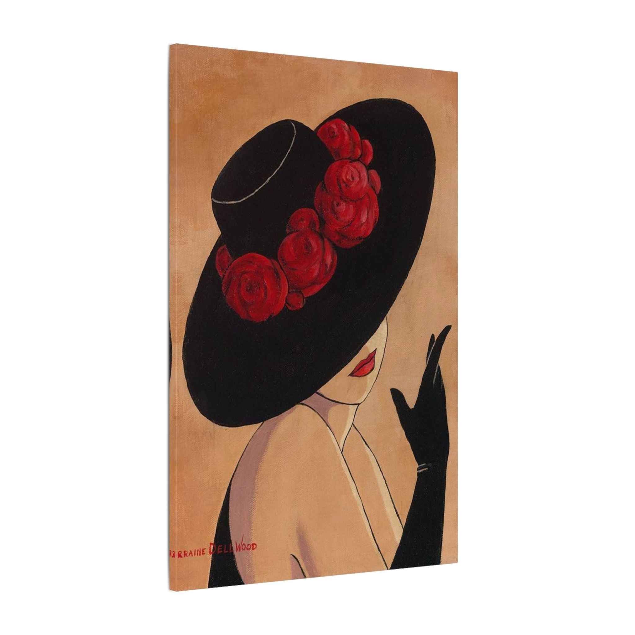 Elegant Black Hat Wall Art | Vintage Fashion Portrait for Chic Home Decor - TheKaraHan