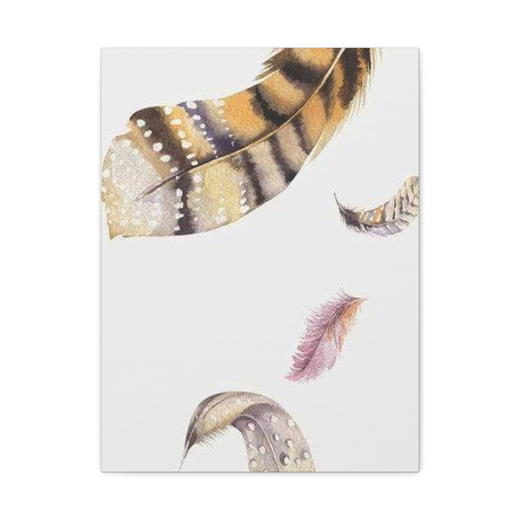 Watercolor Feather Wall Art - Boho Canvas Print, Neutral Nursery Decor - TheKaraHan