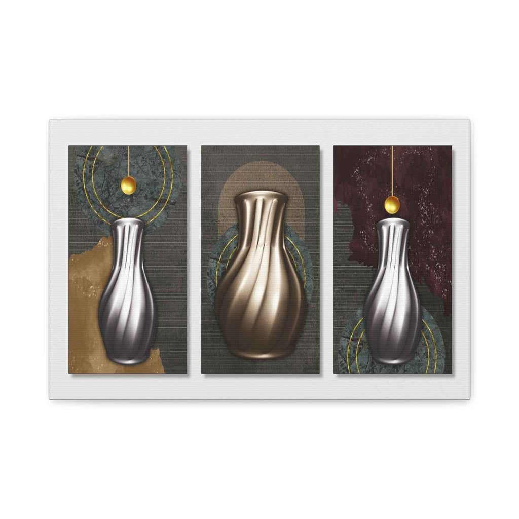 Modern Abstract Vase Triptych Canvas Wall Art – Luxury Geometric Wall Decor
