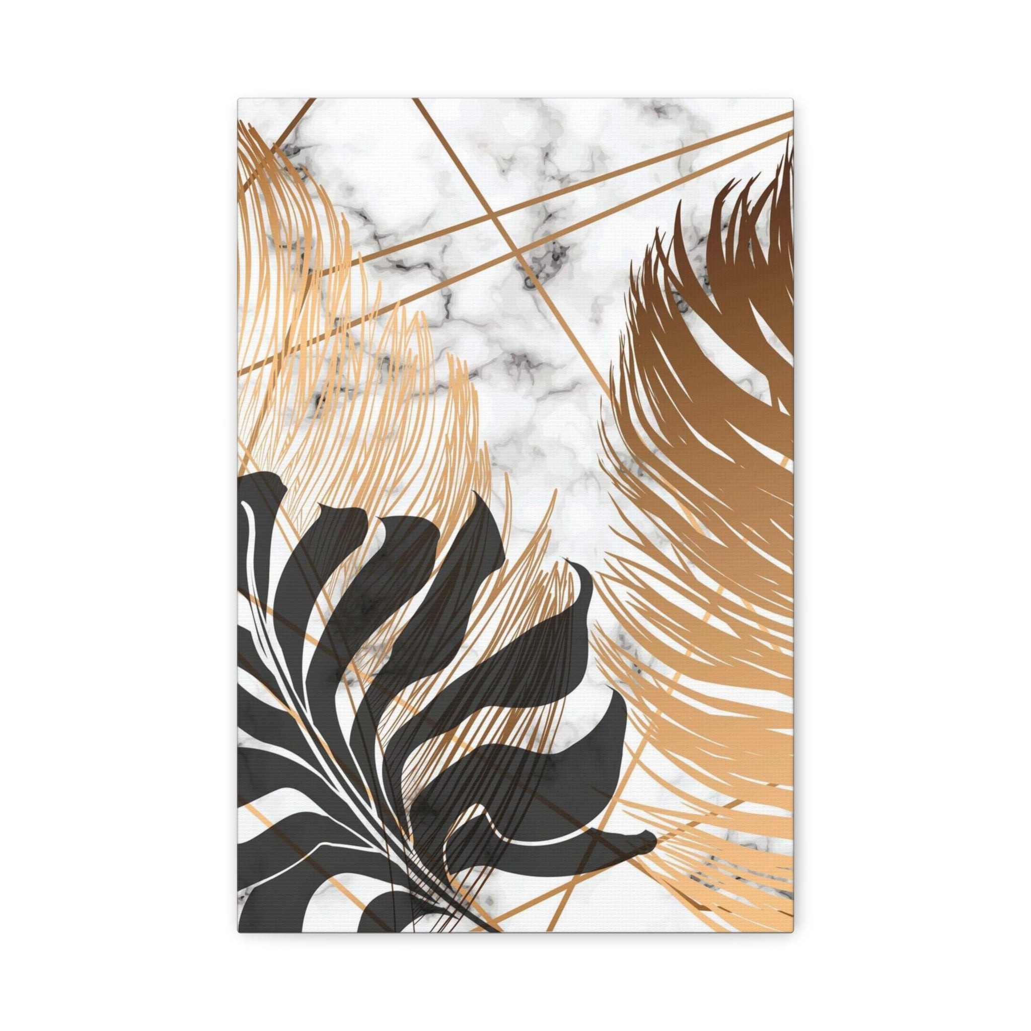 Tropical Palm Canvas Wall Art — Gold & Marble Botanical Print 