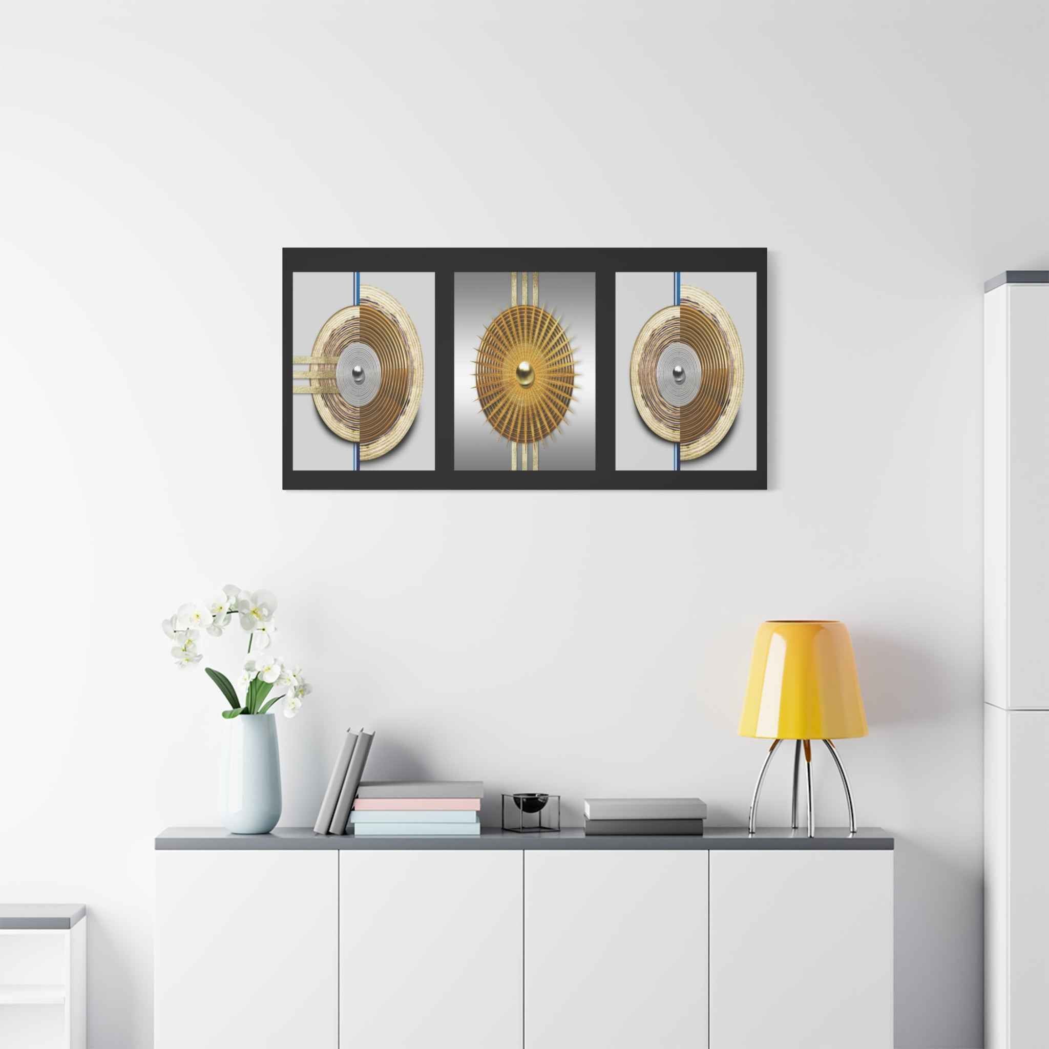 Abstract Gold Geometric Canvas Wall Art