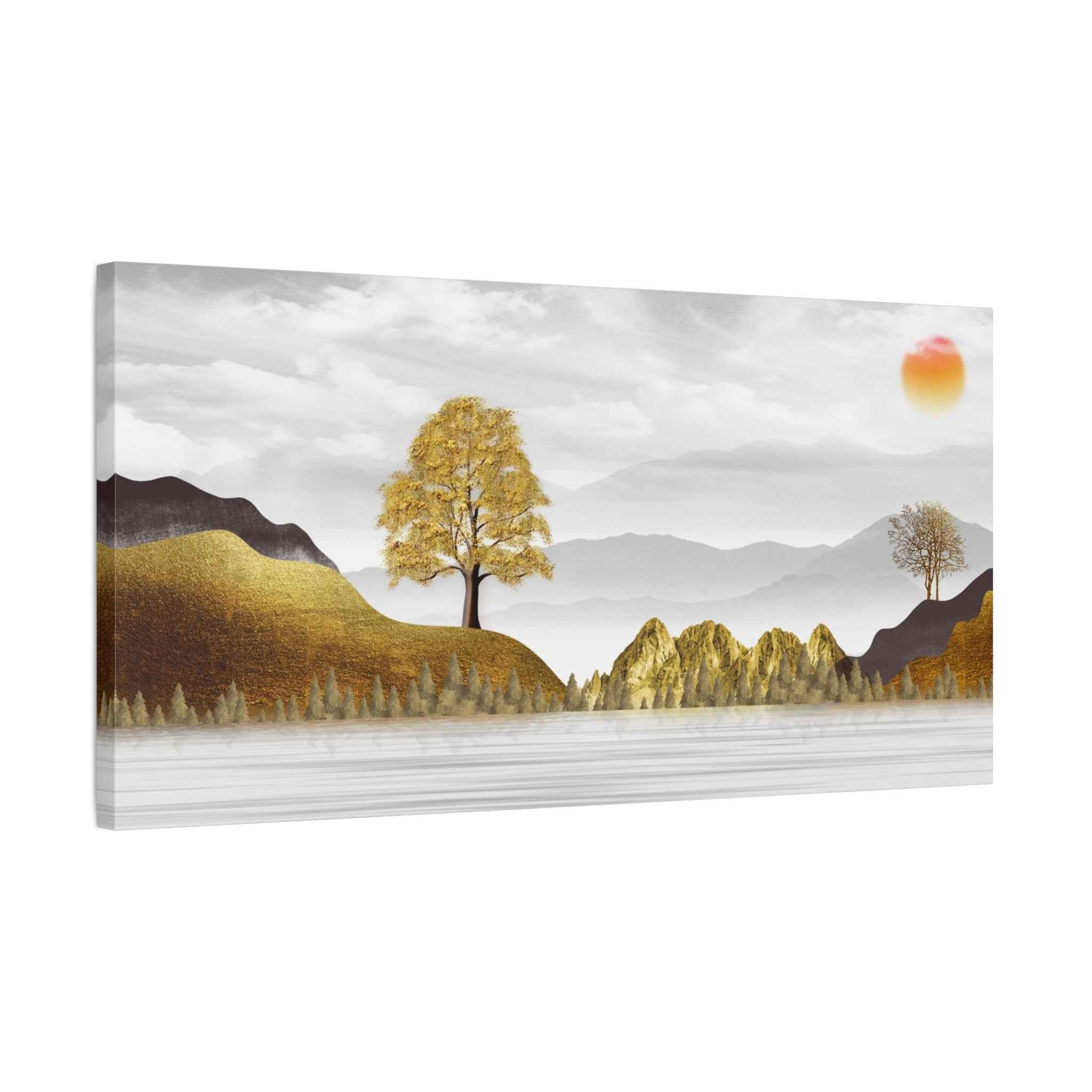 Golden Tree Landscape Canvas Wall Art