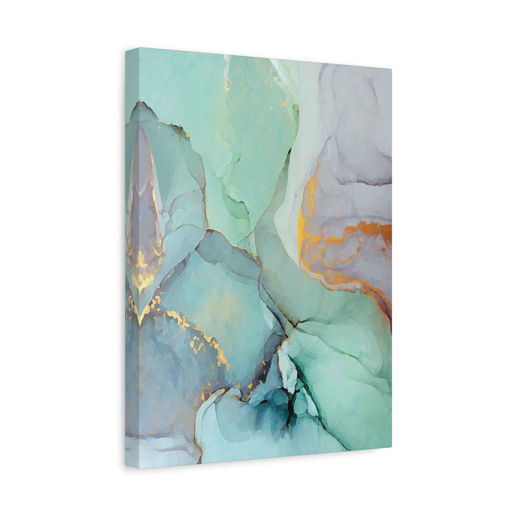 Aqua Marble Canvas Art - Matte Stretched Abstract Wall Print for Modern Decor - TheKaraHan