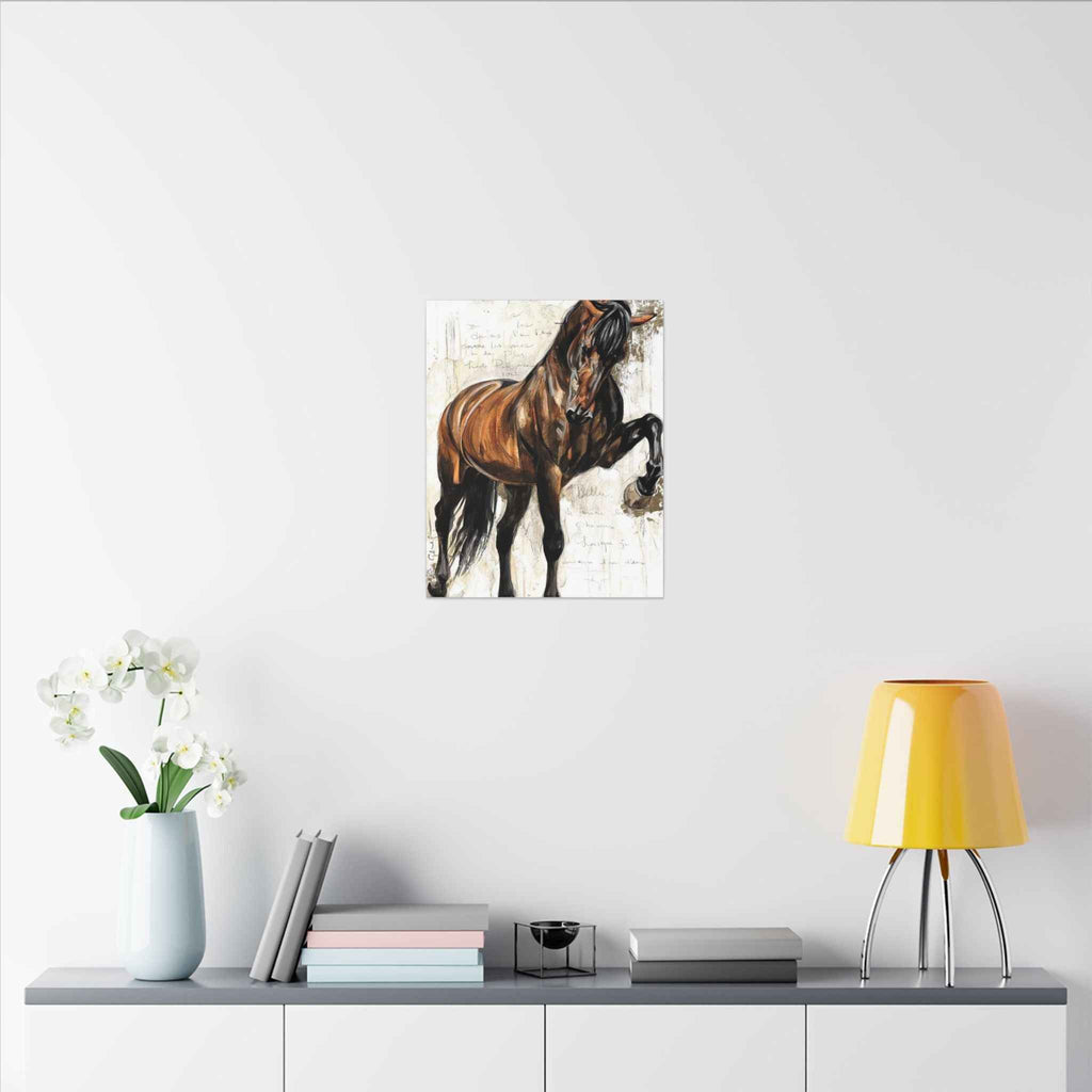 Horse Canvas Wall Art - Brown Stallion Matte Stretched Canvas for Home Decor - TheKaraHan