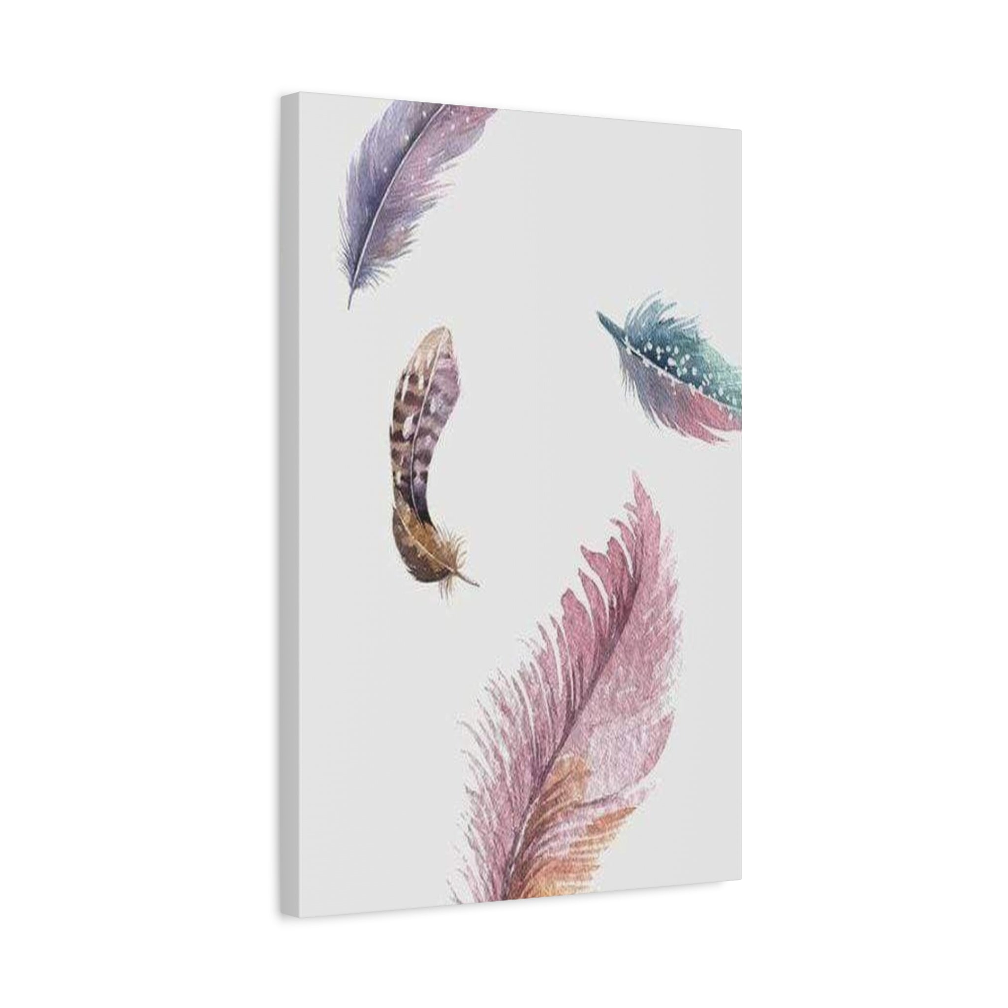 Soft Watercolor Feathers Canvas Wall Art - Stretched 1.25" Matte Design - TheKaraHan
