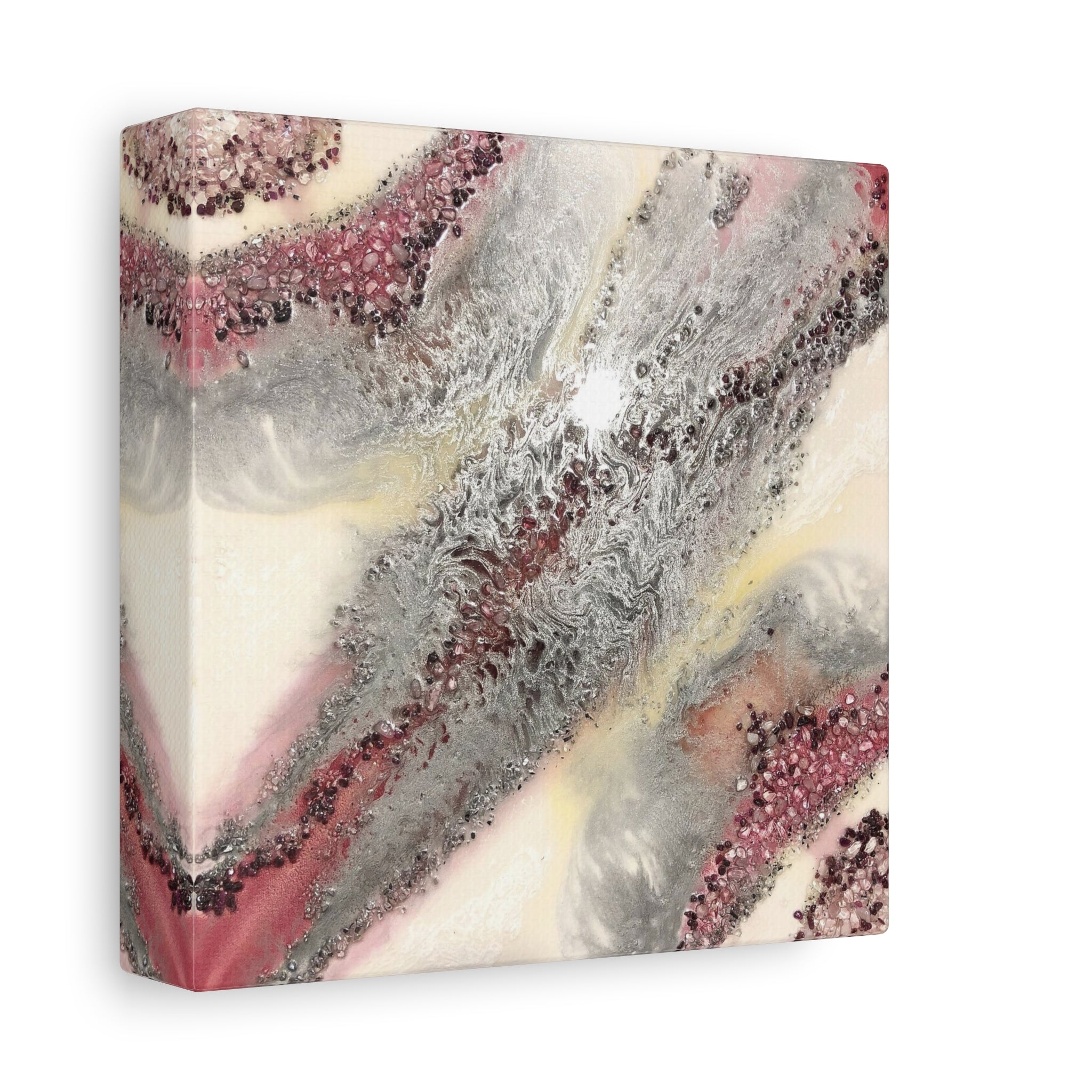 Abstract Pink & Gray Fluid Art Canvas - Stretched Matte Wall Art 