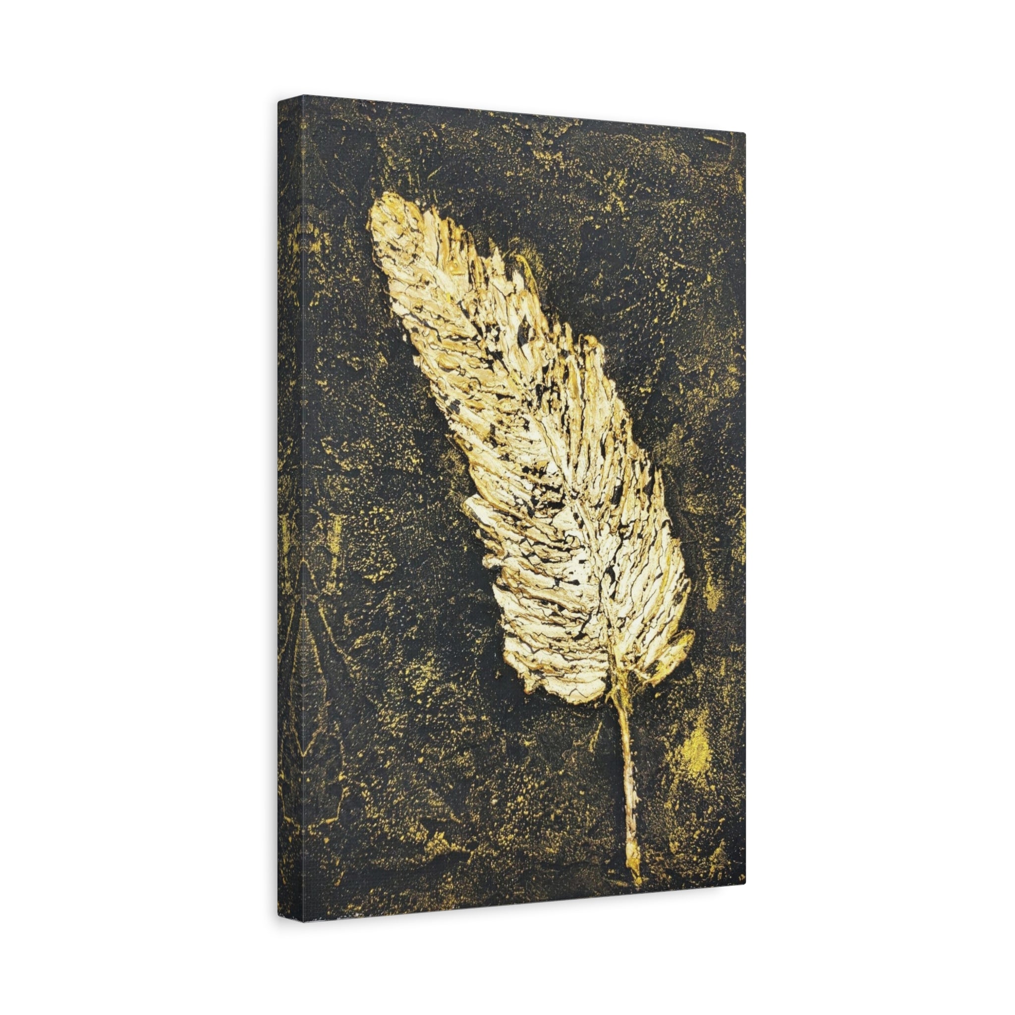 Gold Feather Canvas Wall Art – Matte Stretched 1.25" 