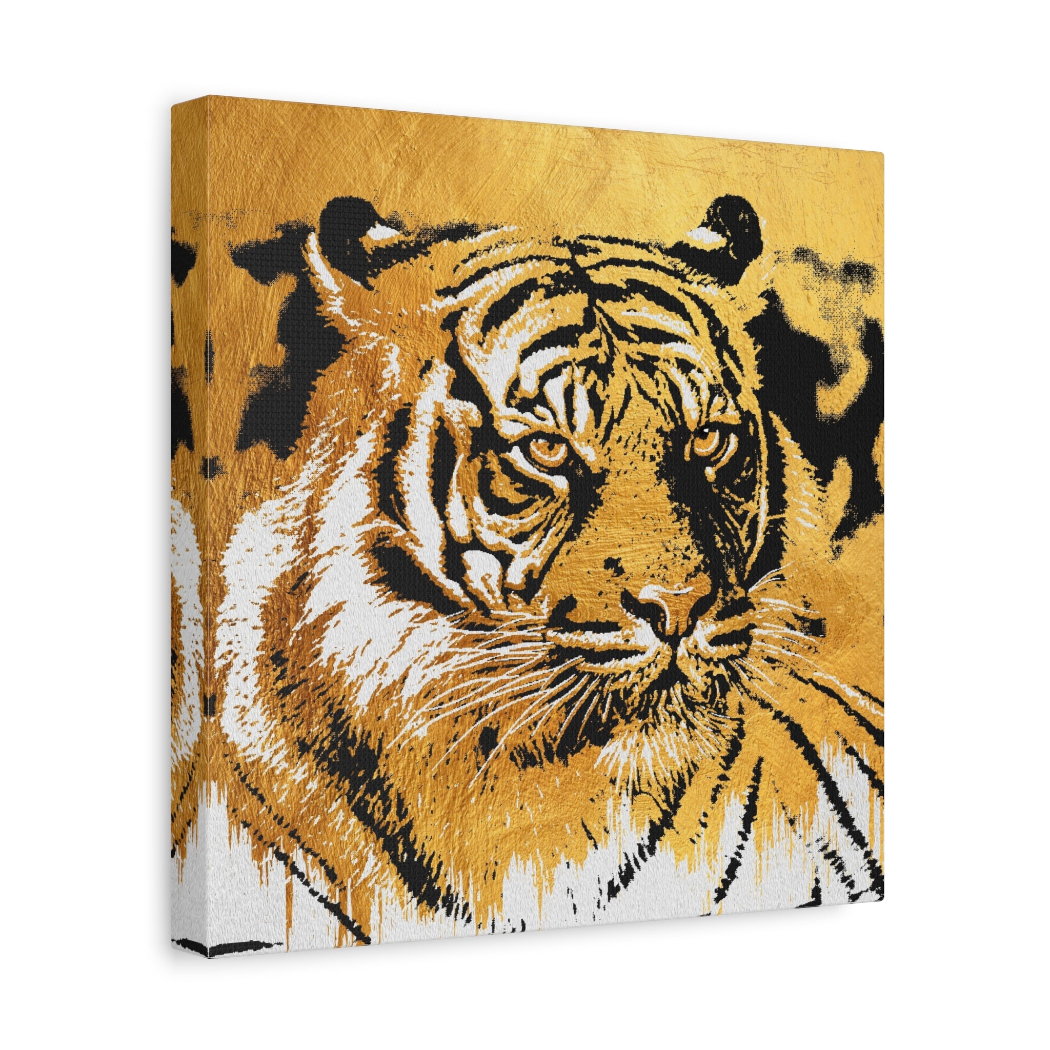 Golden Tiger Portrait Matte Canvas Art – Stretched Wall Decor