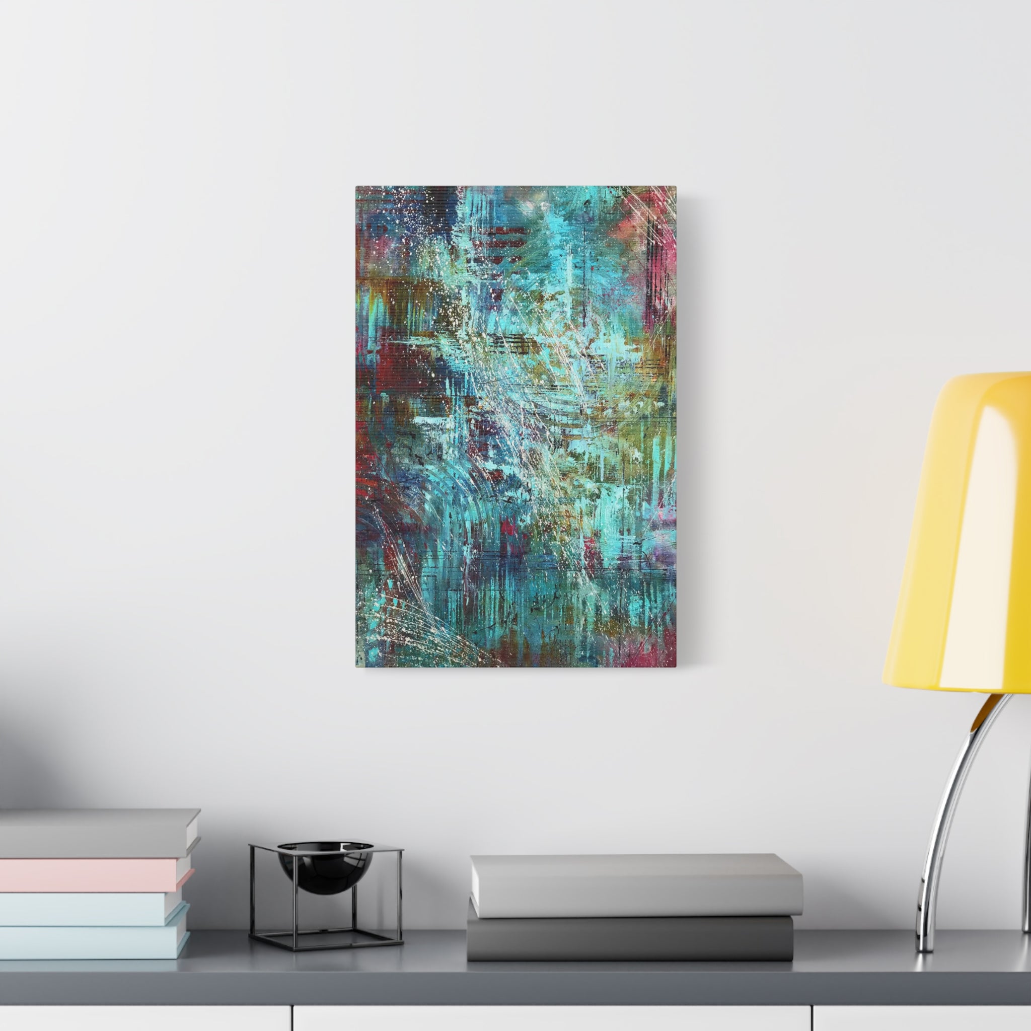 Abstract Teal & Rust Matte Canvas Art (Stretched 1.25") 