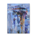 Abstract Blue Cityscape Canvas Print – Modern Stretched Matte Wall Art 