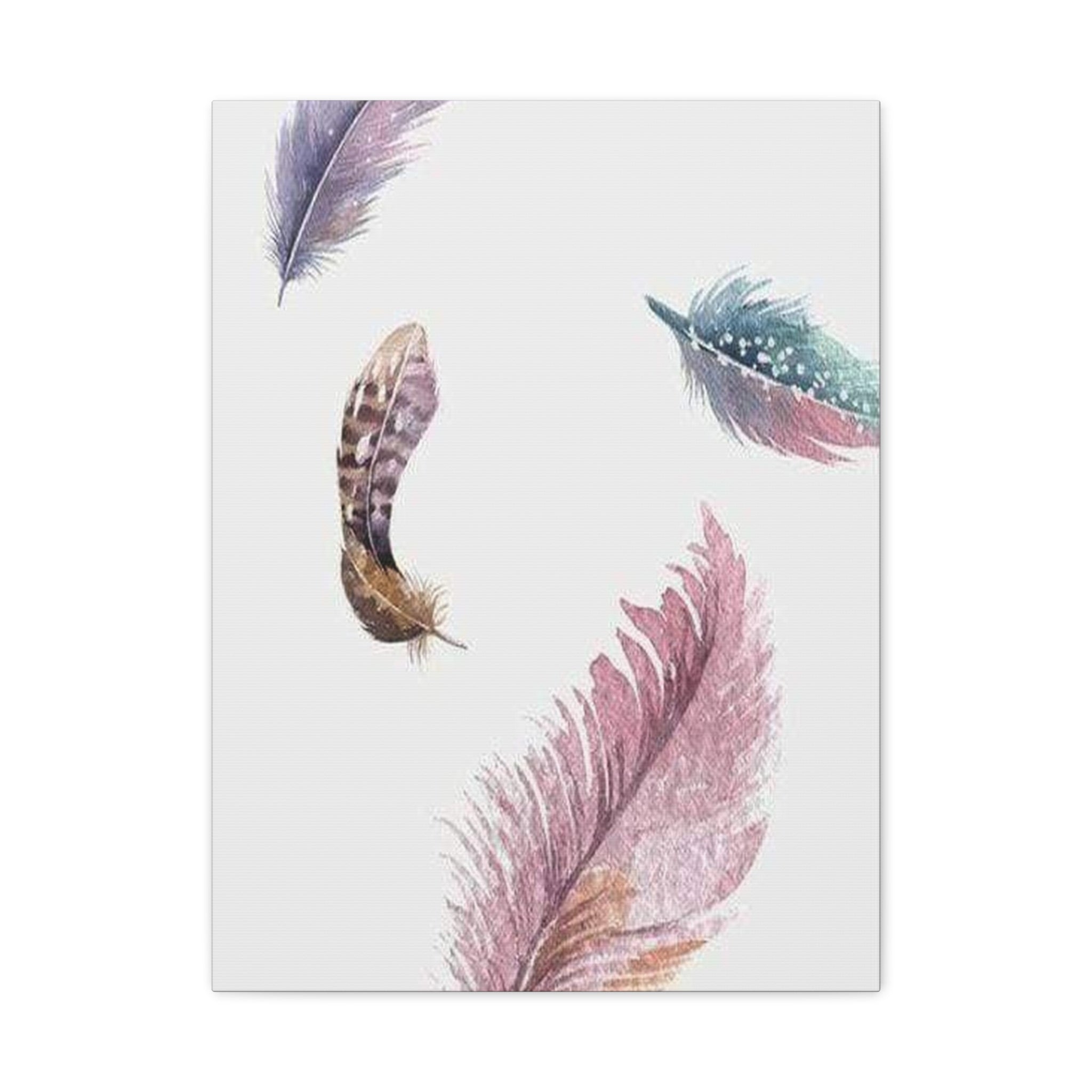 Soft Watercolor Feathers Canvas Wall Art - Stretched 1.25" Matte Design - TheKaraHan